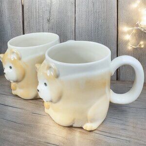 Vintage Bear Shaped Coffee Mug Cup Set 2 3D Mugs Cups Whimsical Kitchenware Mugs